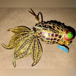 Vintage cloisonné articulated enamel ornament - such a pretty piece/so detailed